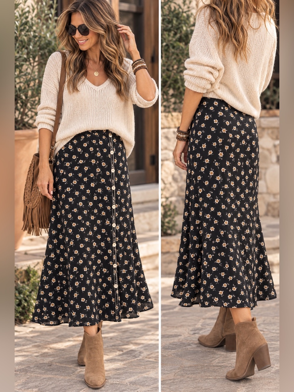 Max Studio Black and White Maxi Skirt Casual A-line
